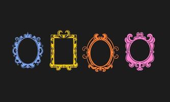 Four Ornate Frames with Different Shapes and Colors vector