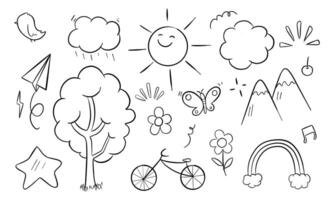 Hand-Drawn Doodle Set of Nature and Everyday Objects vector