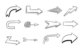 A collection of hand-drawn arrows with various styles and directions vector