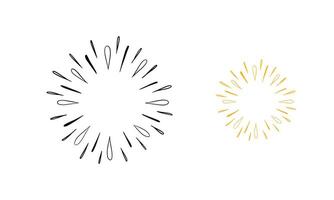 Two Hand-Drawn Sunbursts in Black and Yellow vector