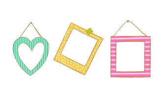 Three Hanging Frames with Striped and Polka Dot Patterns vector