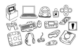 A Hand-Drawn Collection of Gaming Devices and Controls vector