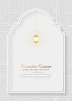 Ramadan Kareem elegant social media post template with Islamic pattern arch frame vector