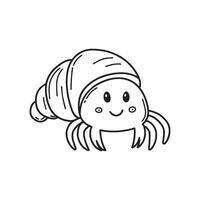 Simple drawing of a hermit crab in a shell vector