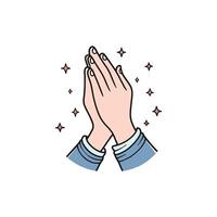 simple illustration of a hand in praying pose vector