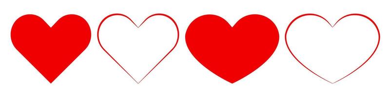 Red heart icon. Set of red hearts for Valentine s Day. Heart shape Isolated on white background. vector