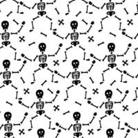 Seamless Pattern of Playful Dancing Skeletons on White Background Halloween-Themed Design vector