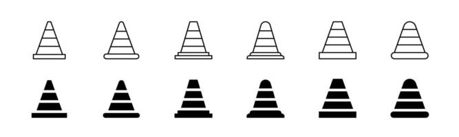 Traffic cone icon set. Line and glyph cone icon. vector