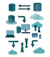 Symbols explaining database webserver flow vector