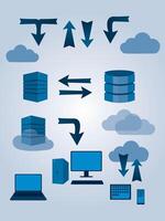 Cloud server and devices communication explanation vector