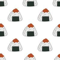 Seamless pattern with onigiri for decorative print, wrapping paper, menu, wallpaper and fabric vector