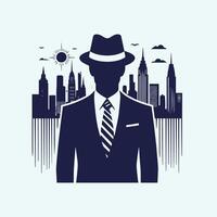 Business Silhouettes with building behind vector