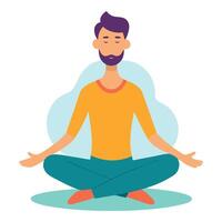 classy man meditation illustration, simple and clean design vector