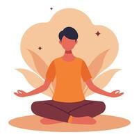 man meditation illustration, simple and clean design vector