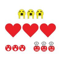 A set of emoticons with hearts and faces vector