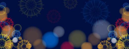 fireworks banner background in night with bokeh. great for new year celebration vector