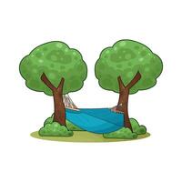 illustration of hammock hanging from a tree vector