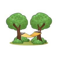 hammock hanging from a tree illustration vector