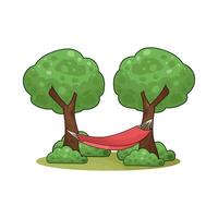 illustration of hammock for relaxing in the trees vector