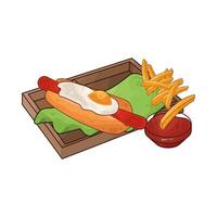 Nutritious Egg Hotdog with french fries vector