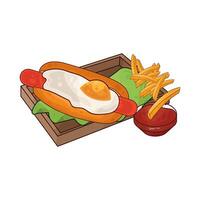 illustration of Nutritious Egg Hotdog with french fries vector