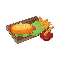illustration of Cheese Hotdog with French fries vector