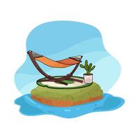 illustration of hammock for relaxing on the beach vector