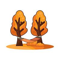 hammock hanging on two trees vector