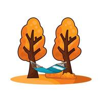 illustration of hammock hanging on two trees vector