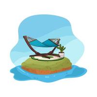 hammock in the middle of the beach vector