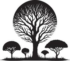Black Tree Silhouette Isolated on White Background for Elegant Design Projects vector