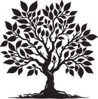 Minimal Black Tree Silhouette on White Background Perfect for Clean Design Projects vector