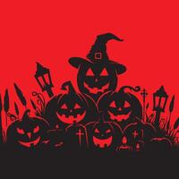 Set of Scary Pumpkin Silhouettes for Halloween Theme vector