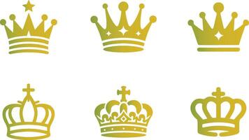 Royal King and Queen Crown Icon Set on White for Premium Branding and Event Designs vector