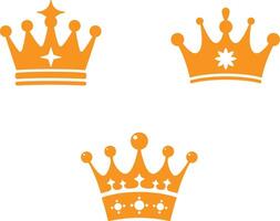 Majestic King and Queen Crown Icon Set on White for Sophisticated Event Design vector
