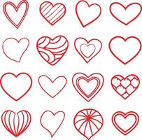 Heart Shapes and Love Icon Outline Art in Red on White for Elegant Visual Designs vector
