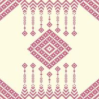 a pink and white pattern with geometric shapes, Pixel, CrossStitch Textile Print Design, Seamless vector