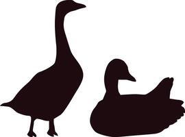 Two Black Duck Silhouette Art isolated on white background vector