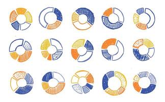 Graphs and Charts on white, Set hand drawn . vector