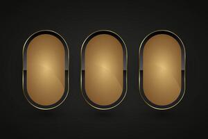 Set of three Luxury special rectangle shapes gold and black for a bold, for chart info and a minimalist approach, emphasizing illustration design vector