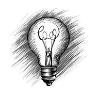 A drawing of a light bulb with the word light written on it vector
