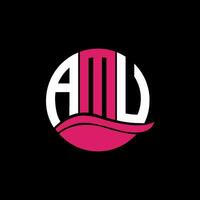 AMU logo monogram isolated on circle element design template, AMU letter logo design on black background. AMU creative initials letter logo concept. AMU. vector