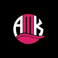AMK logo monogram isolated on circle element design template, AMK letter logo design on black background. AMK creative initials letter logo concept. AMK. vector