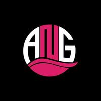 ANG logo monogram isolated on circle element design template, ANG letter logo design on black background. ANG creative initials letter logo concept. ANG. vector