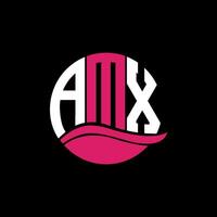 AMX logo monogram isolated on circle element design template, AMX letter logo design on black background. AMX creative initials letter logo concept. AMX. vector