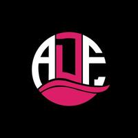 ADF logo monogram isolated on circle element design template, ADF letter logo design on black background. ADF creative initials letter logo concept. ADF. vector