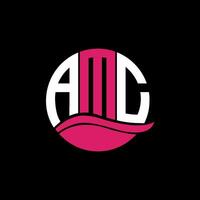 AMC logo monogram isolated on circle element design template, AMC letter logo design on black background. AMC creative initials letter logo concept. AMC. vector