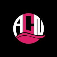ACN logo monogram isolated on circle element design template, ACN letter logo design on black background. ACN creative initials letter logo concept. ACN. vector