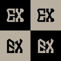 EX polygon, circle, hexagon, flat and simple letter logo set in one artboard. EX minimalist and classic logo. vector
