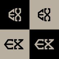 EX polygon, circle, triangle, hexagon, flat and simple letter logo set in one artboard. EX minimalist and classic logo. vector